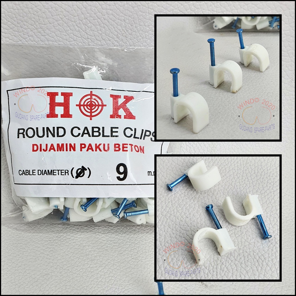 [ TERMURAH ] KLEM KABEL PAKU BETON ISI 50PCS | KLEM PAKU HOK UKURAN 9MM | KLEM PAKU HOK