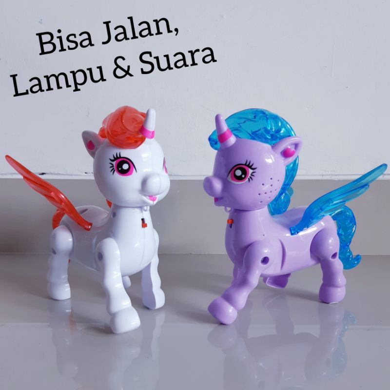 Mainan Kuda Pony Bisa Jalan Lampu Suara - Unicorn Baterai Edukatif