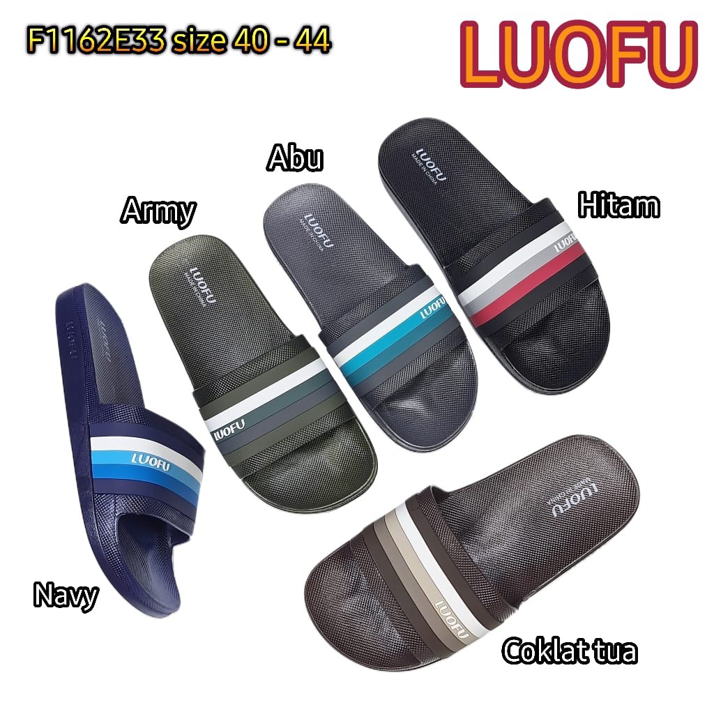 LUOFU ORIGINAL jelly sandal karet empuk murah selop pria sendal slide cowok import F1162E33