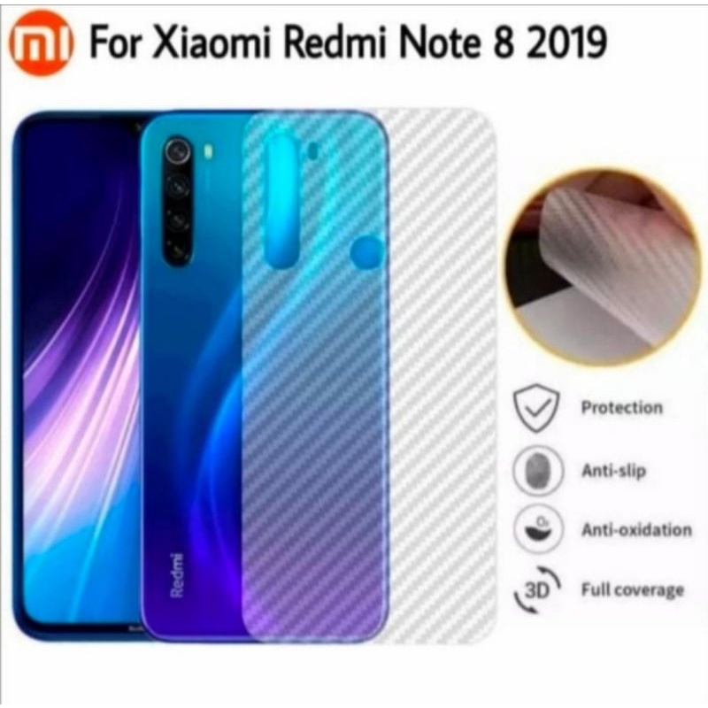 Redmi Note 8 Note 8 pro skin carbon anti gores belakang karbon