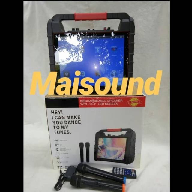 SPEAKER PORTABLE LAYAR 14 INCH TZ2202 TZ 2202 SCREEN LAYAR KARAOKE BOX