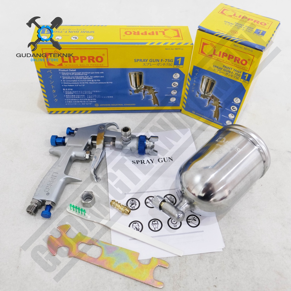 Spray Gun Tabung F75G Lippro Spraygun F 75G / Alat Semprot Cat Tabung Atas Lippro F-75G