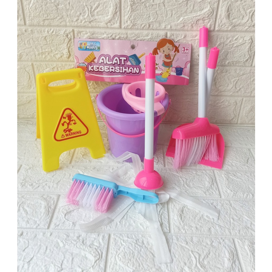 ( COD) Mainan anak Perempuan Alat Kebersihan Sapuan Pel Cleaning LITTLE HELPER KANTONG PREMIUM MAINAN CEWEK SAPU SAPUAN MC01