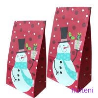 10pcs Kantong Kertas Motif Kartun Snowman Untuk Dekorasi Natal