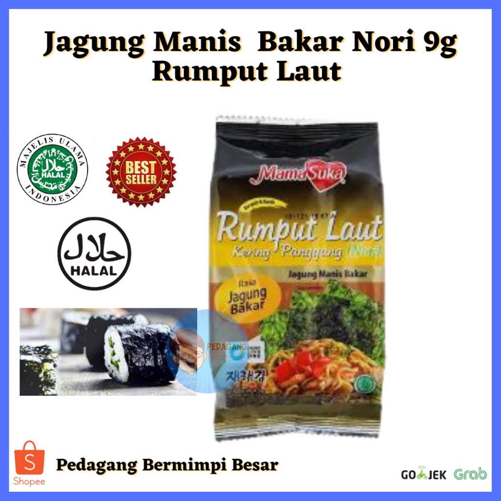 Mamasuka Rumput Laut Panggang Jagung Bakar  4,5g/ Nori Jagung Bakar/ Rumput Laut Jagung Bakar