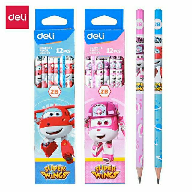 

DELI Super Wings Graphite Pencil 2B Pack Pensil Alat Tulis Anak (Random Color)