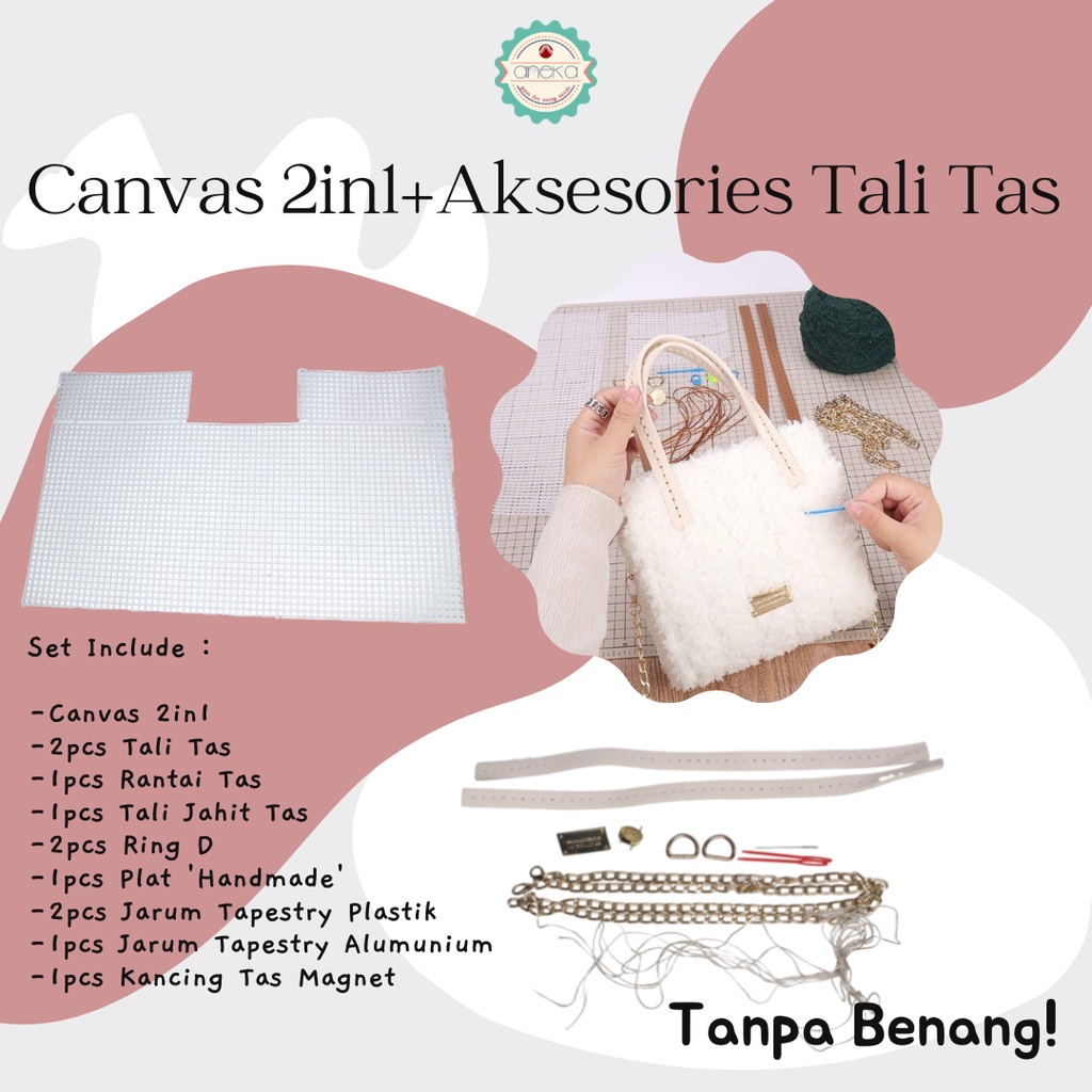 AnekaBenang - Canvas Plastic / Kanvas Plastik Bentuk Tas 2 IN 1