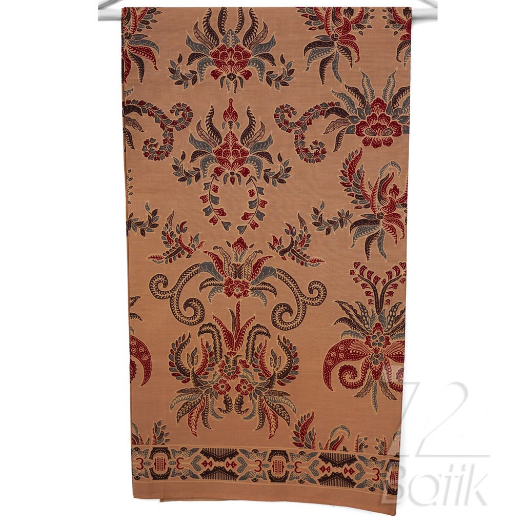 KAIN BATIK KATUN Premium Motif Kembang Puspo Warna Cream Krem Crem Coklat 728325 Cap 72 Jarik Jarit Samping Kebat Panjang Batik Katun Modern Premium Bahan Seragam Batik Pernikahan Kantor Keluarga Murah Kamen Jadi Batik Bali Lembaran