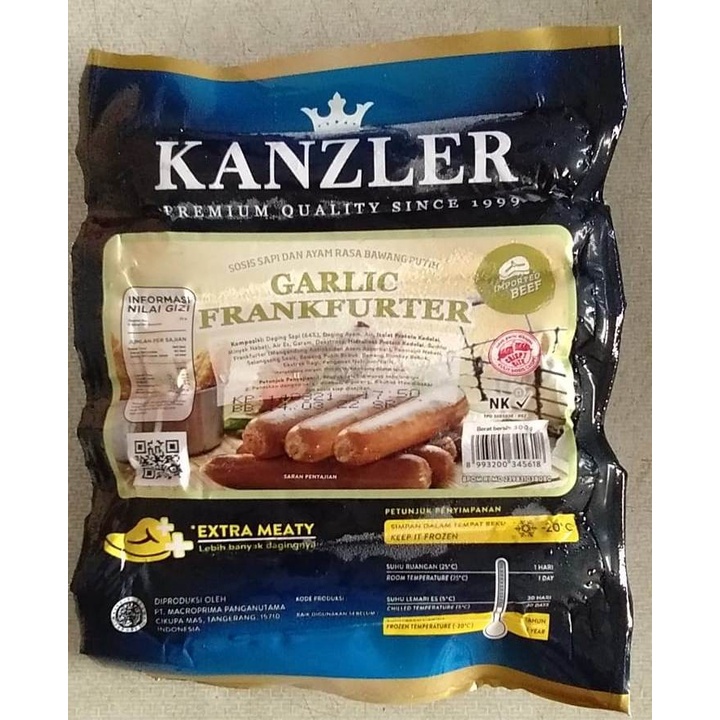 

KANZLER SOSIS GARLIC FRANKFURTER 300 GR
