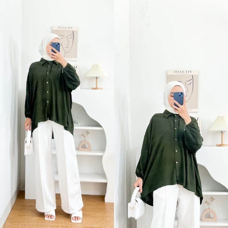 Kemeja Over Size Kemeja Jumbo Wanita / Kemeja Oversize Busui/Kemeja Polos Lengan panjang