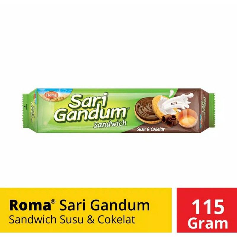 

ROMA SARI GANDUM SEANDWICH COKLAT 115 GRAM