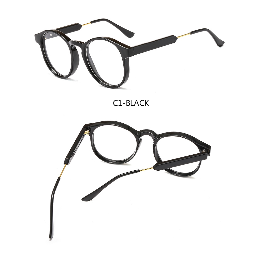 Metal hinge vintage ins ultra light plain black large frame eye Korean glasses