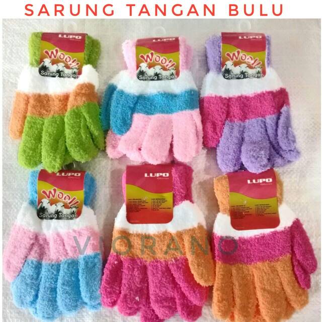 Sarung Tangan Wool Rajut Salur Warna Lembut Tebal / Sarung Tangan Motor Woll Handuk Unisex