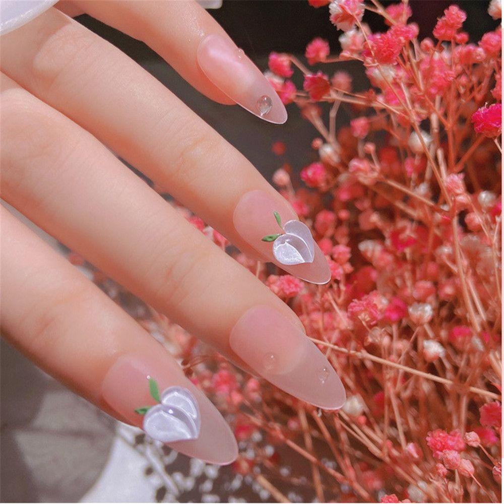 Top Nail Art Sequin Hiasan Kuku 3D Peach Nail Glitter Kristal Mewah