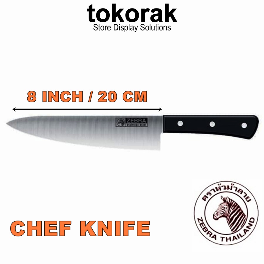 PISAU DAPUR ZEBRA CHEF KNIFE 8 INCH 100224 - PISAU STAINLESS