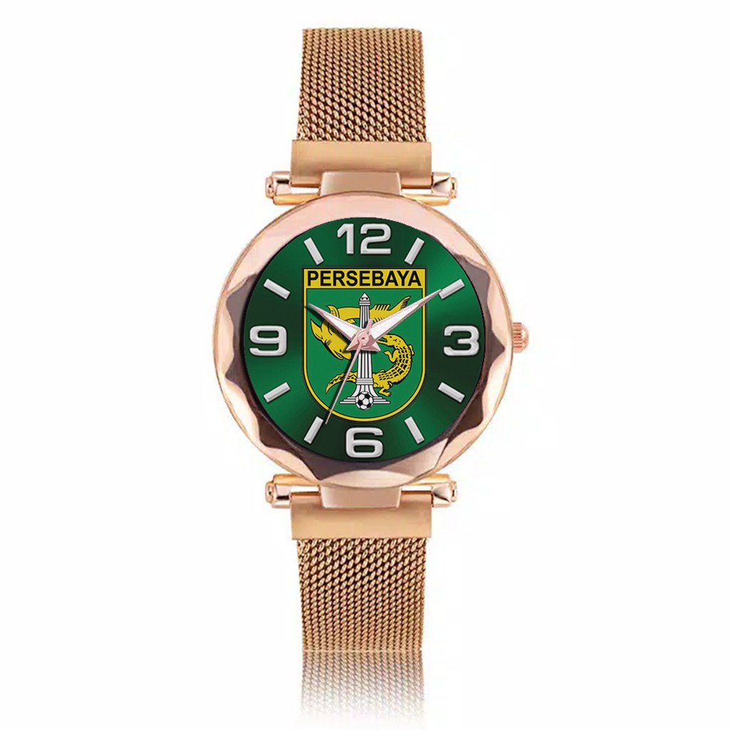 Jam Tangan Wanita Custom - PERSEBAYA MOTIF 15 Free Box &amp; Batre Cadangan