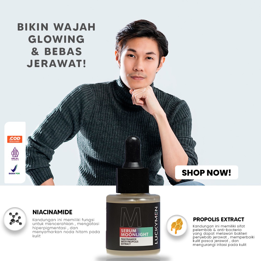 LUCKYMEN Serum Moonlight Mencerahkan dan Mengobati Jerawat Mencerahkan Dan Bikin Glowing