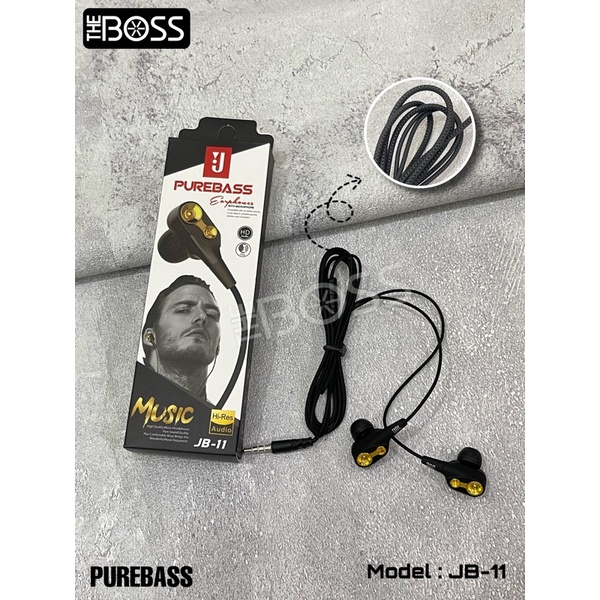 Handsfree Headset JB-11 Double Sound Headset Universal SPORTS JB11 Earphone Purebass Murah-2