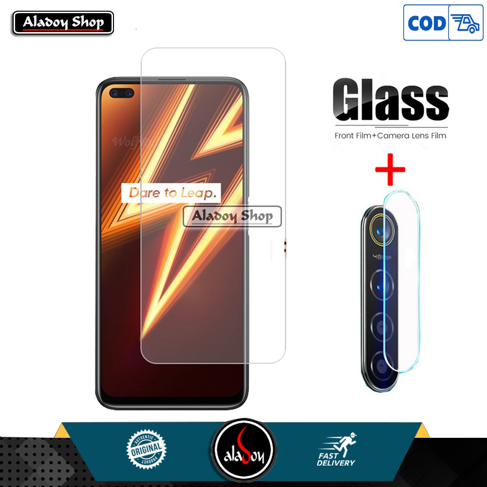 Tempered Glass Layar Clear Realme 6 , 6 Pro Screen guard + Antigores Tempered Glass Camera Back Lens