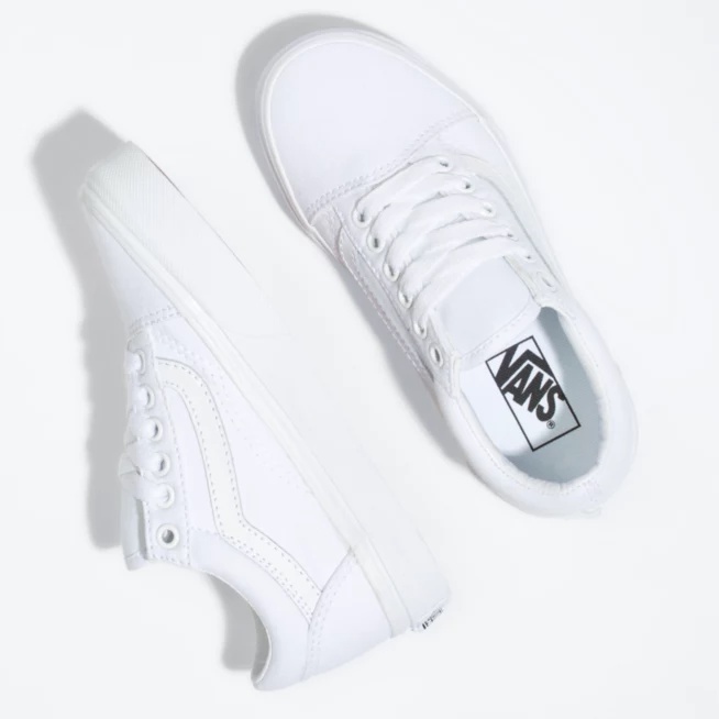 NEW Sepatu Anak Vans Oldskool Sepatu Sneakers Pria  Sepatu Murah Full White