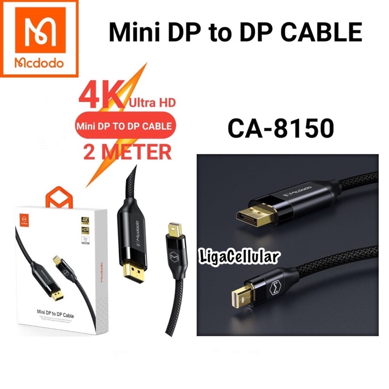 Kabel Mini DP to DP Cable Mcdodo Ca-8150 2M Golden Plating