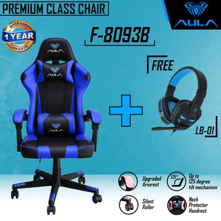 Kursi Gaming/Gaming Chair termurah AULA F-8093 BLUE - Premium Quality - Angle 90°~125° Bahan Tebal