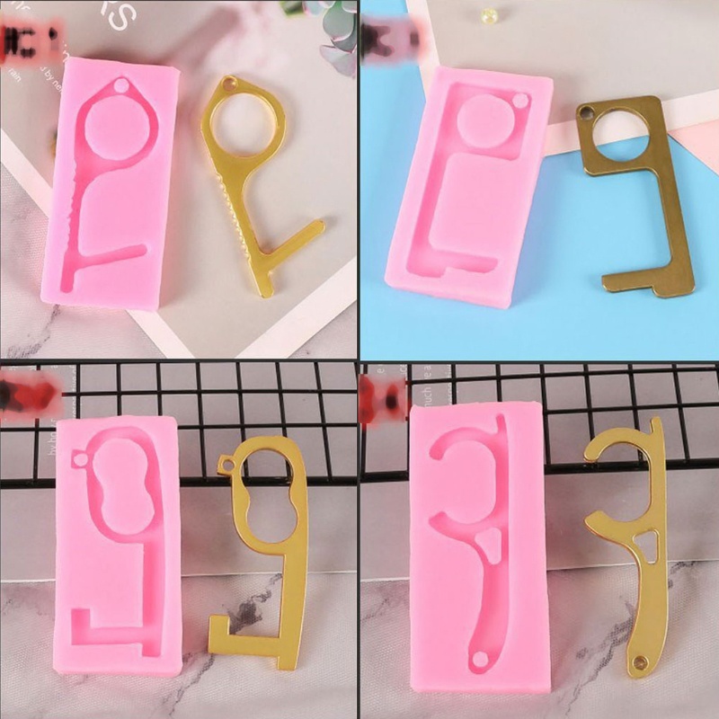 SIY  Open Door Helper Keychain Mold Zero Touch Elevator Button Drawer Door Handle Assistant Safety Contactless Keychain Molds