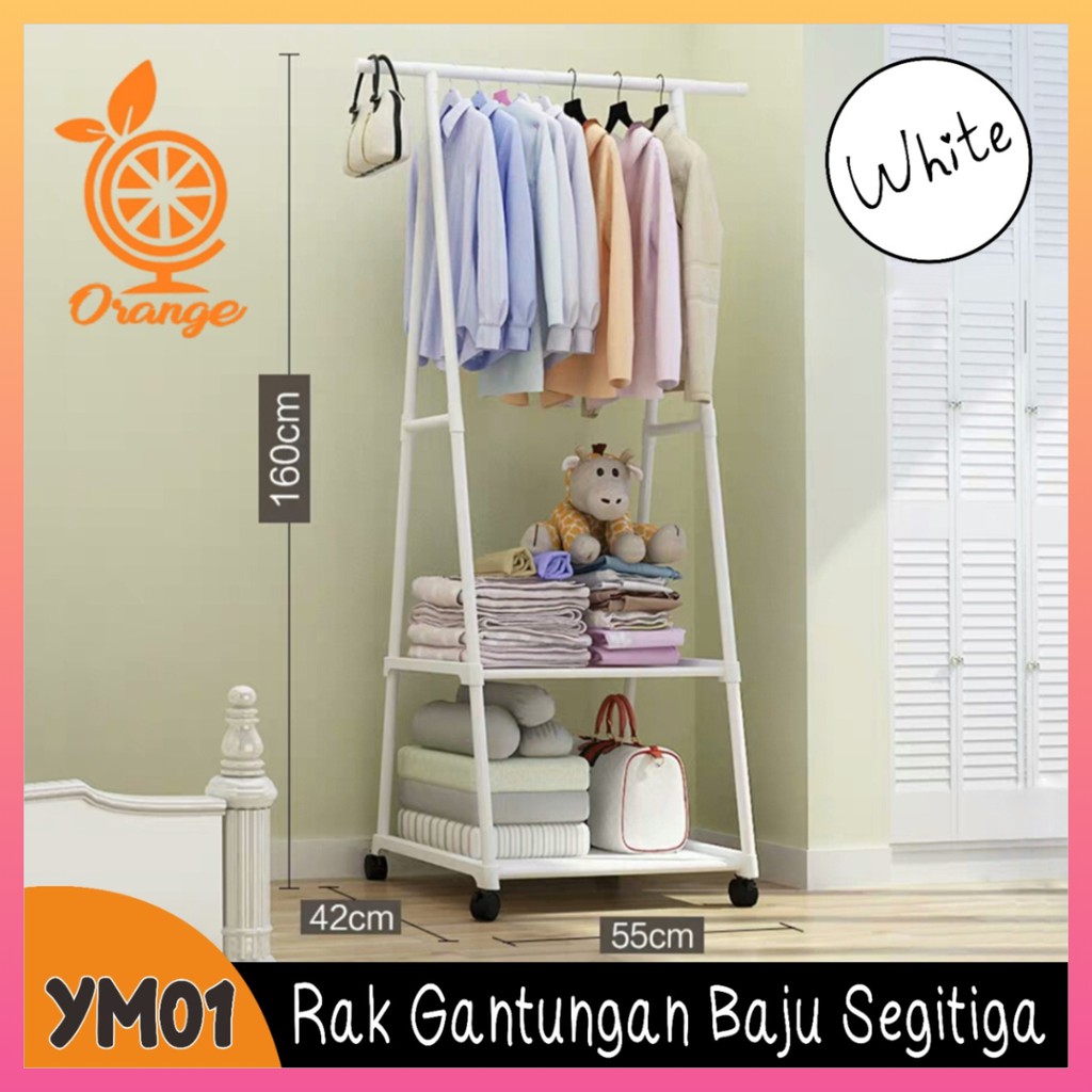 Rak Gantungan Segitiga Triangle Stand Hanger Gantungan Baju Serbaguna Roda 4 Rak jemuran serbaguna