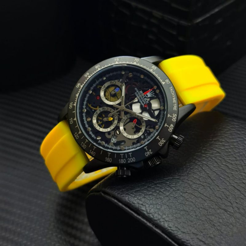 JAM TANGAN PRIA ROLEX RUBBER CHRONO AKTIF