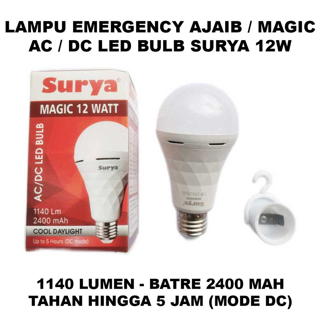 Lampu Emergency Bohlam LED  Bulb Surya Magic Lampu Darurat Super Murah 9 watt / 12 watt / 18 watt