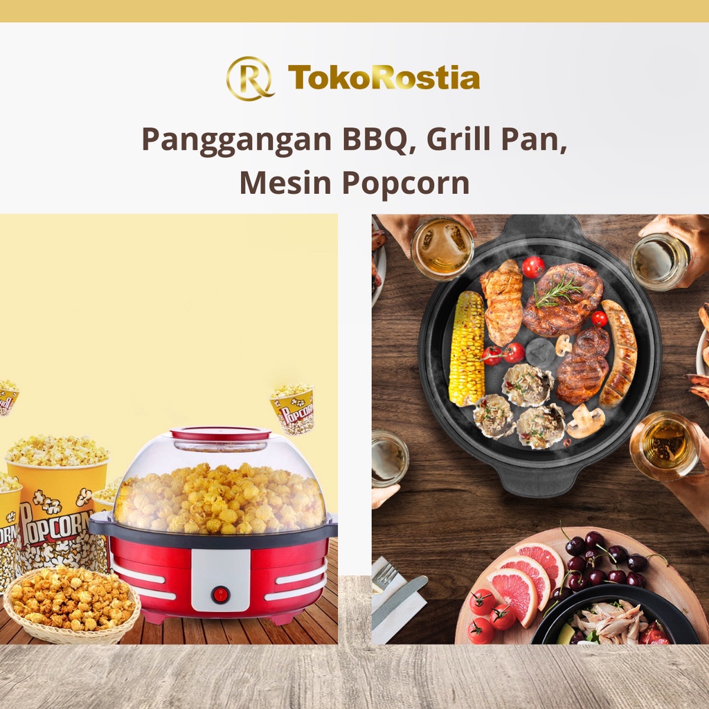 Mesin Popcorn Panggangan BBQ dan Grill Pan  2 in 1