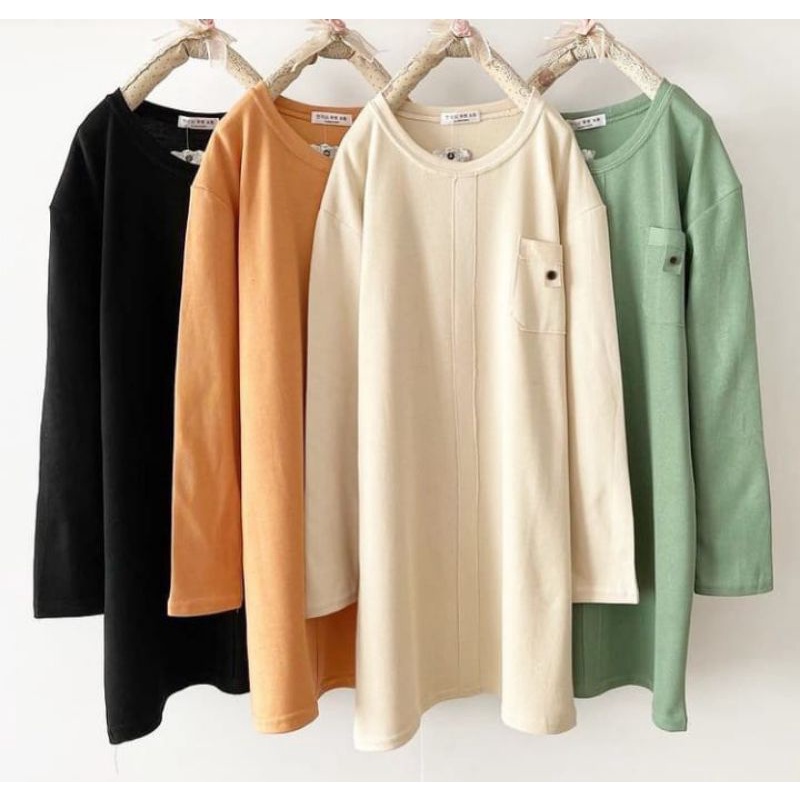 TUNIK KAOS IMPORT MOTIF POLOS /BLOUSE TUNIK KAOS WANITA