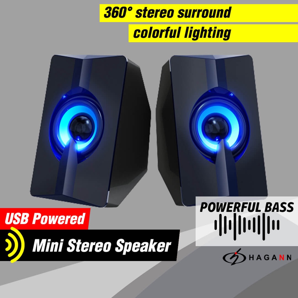 Speaker USB Kecil Aktif Portabel Mini Bass Computer PC Laptop Speker RGB Dengan Lampu LED SPE-A12