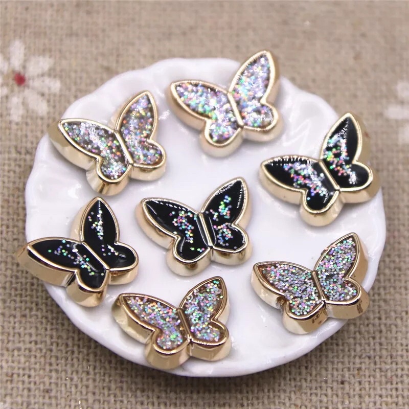 Kupu Kupu Gliter 11x14mm isi 6pcs Bahan Craft Aksesoris Butterfly glitter Kerajinan DIY Craft