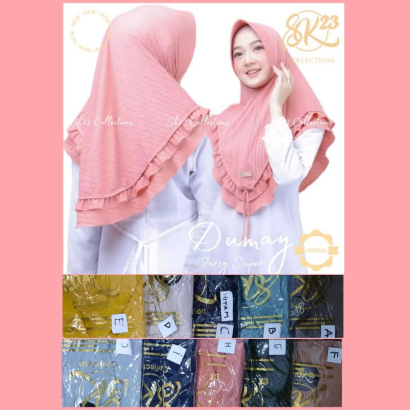 Hijab instan SK Dumay(original SK23)Plisket padi Jersey premium