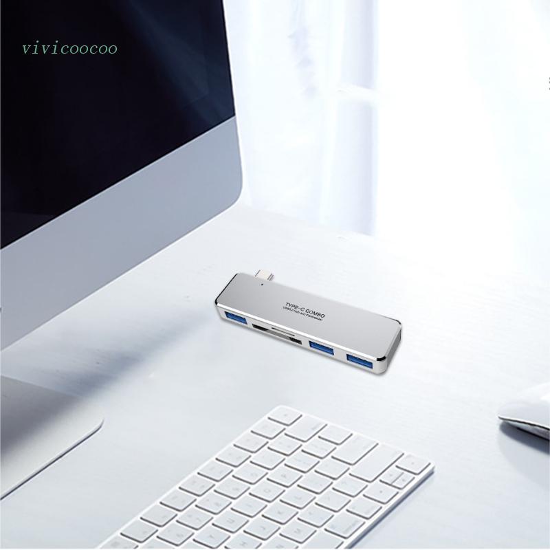 Vivi Hub Docking Station Multifungsi 5 In 1 Dengan Port USB Tipe-C + SD TF Card Reader