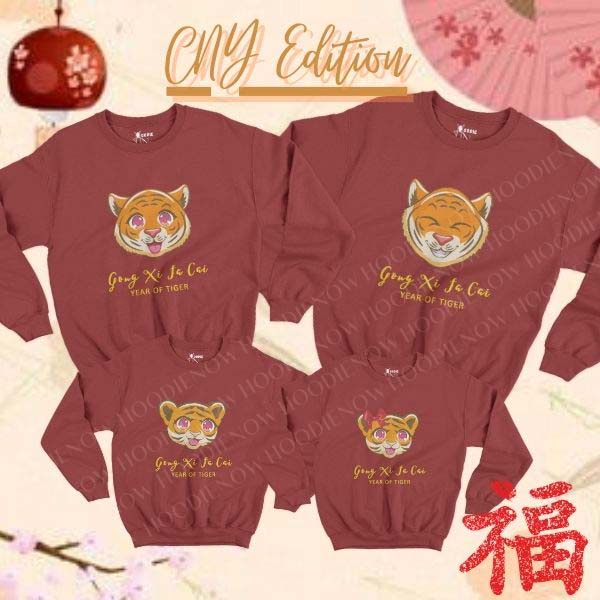 RG - BAJU IMLEK KELUARGA / BAJU IMLEK COUPLE FAMILY /KAOS MOTIF KEPALA TIGER SWEATER IMLEK CHINESE N
