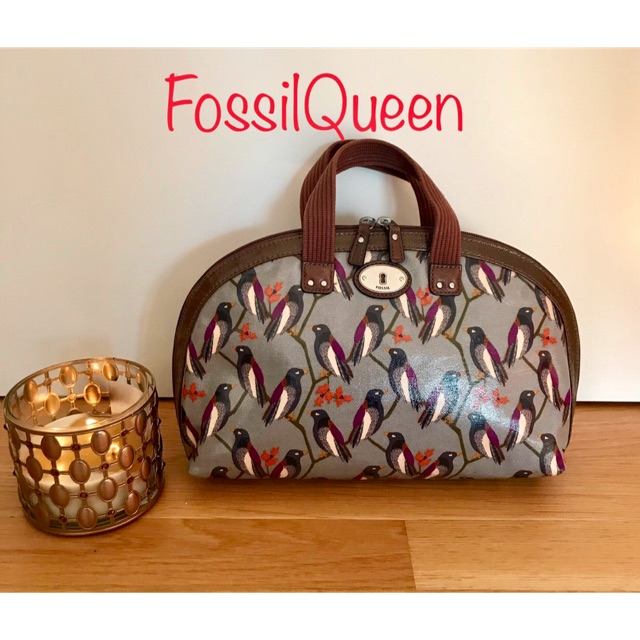 Tas FOSSIL ORIGINAL PRELOVED Birds Dome KeyPer Tote LIKE-NEW