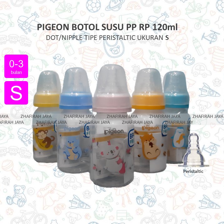 ❤ZJ❤ Botol Susu PIGEON PP RP STD MM Nipple Peristaltic 120ml - Botol SUSU PP RP STD MM PIGEON 120ml Nipple Peristaltic S Dot Peristaltic S - Botol Susu Pigeon 120ml STD MM