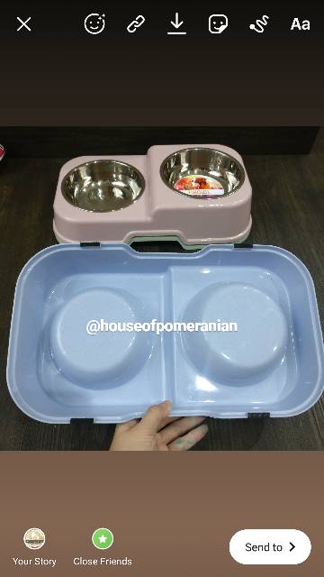 Dog bowl double stainless tempat makan hewan anjing kucing kelinci mangkok