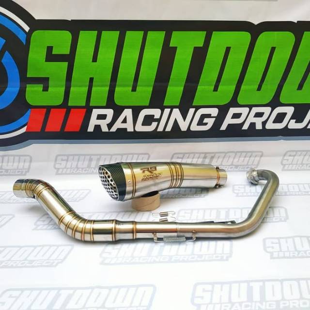 Knalpot R9 H2 VIXION-R15-BYSON-SONIC-CB 150R-CBR 150R-GSX R150-MX KING
 - MX NEW
