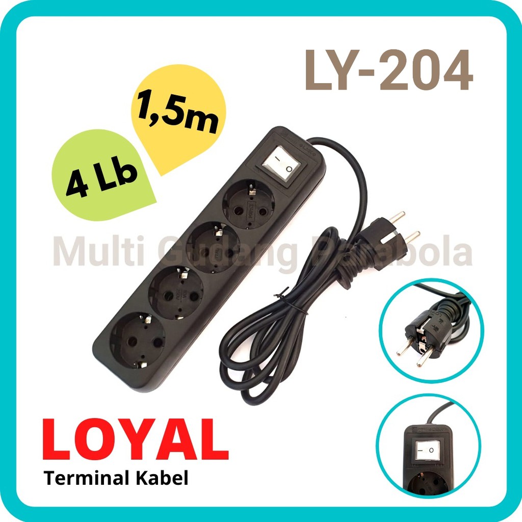 Terminal Stop kontak 4 lb plus Kabel 1,5 Meter Loyal Osaka LY 204 SNI