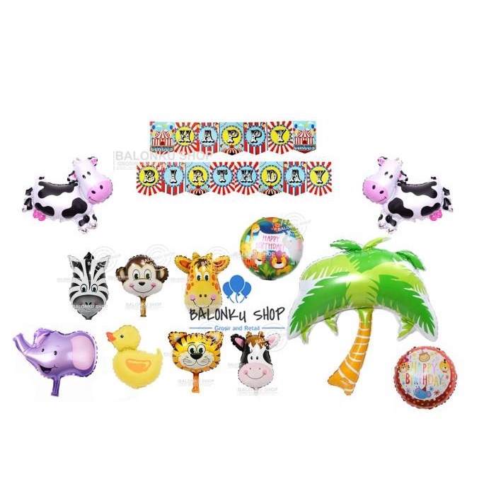 Paket Dekorasi Happy Birthday / Dekorasi Ulang Tahun / Paket Animal