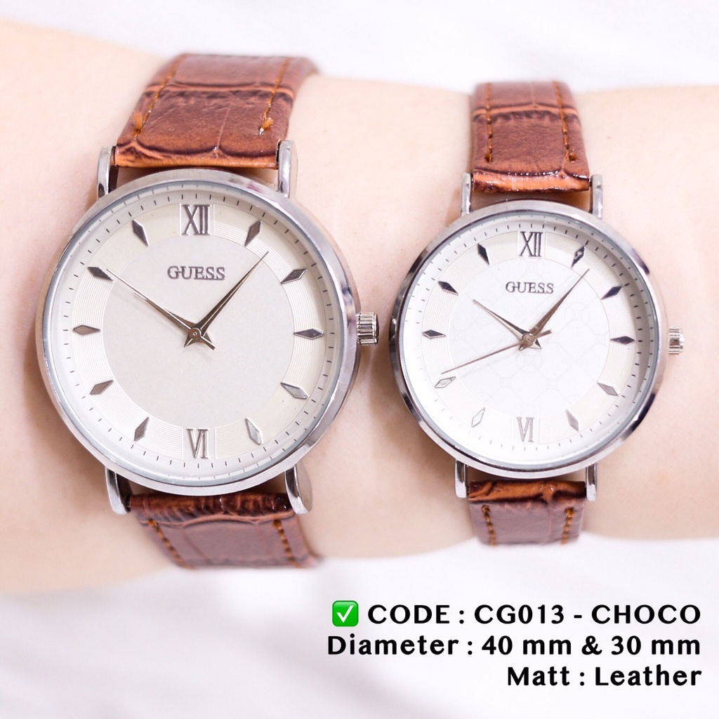 HARGA SEPASANG Jam tangan couple guess tali kulit leather motif romawi  CG013