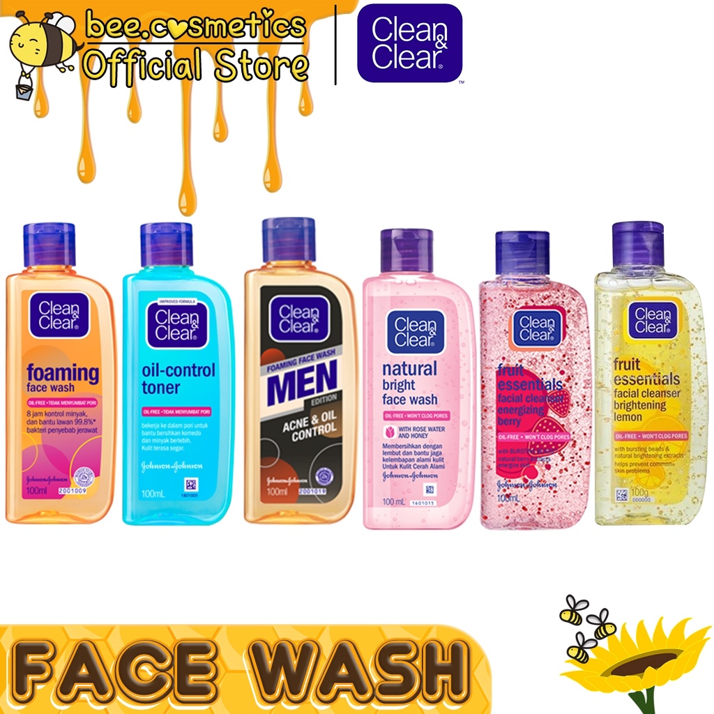 CLEAN AND CLEAR FACE WASH & TONER SERIES ( FOAMING / FRUITY ESSENTIALS / NATURAL BRIGHT / MEN / OIL 