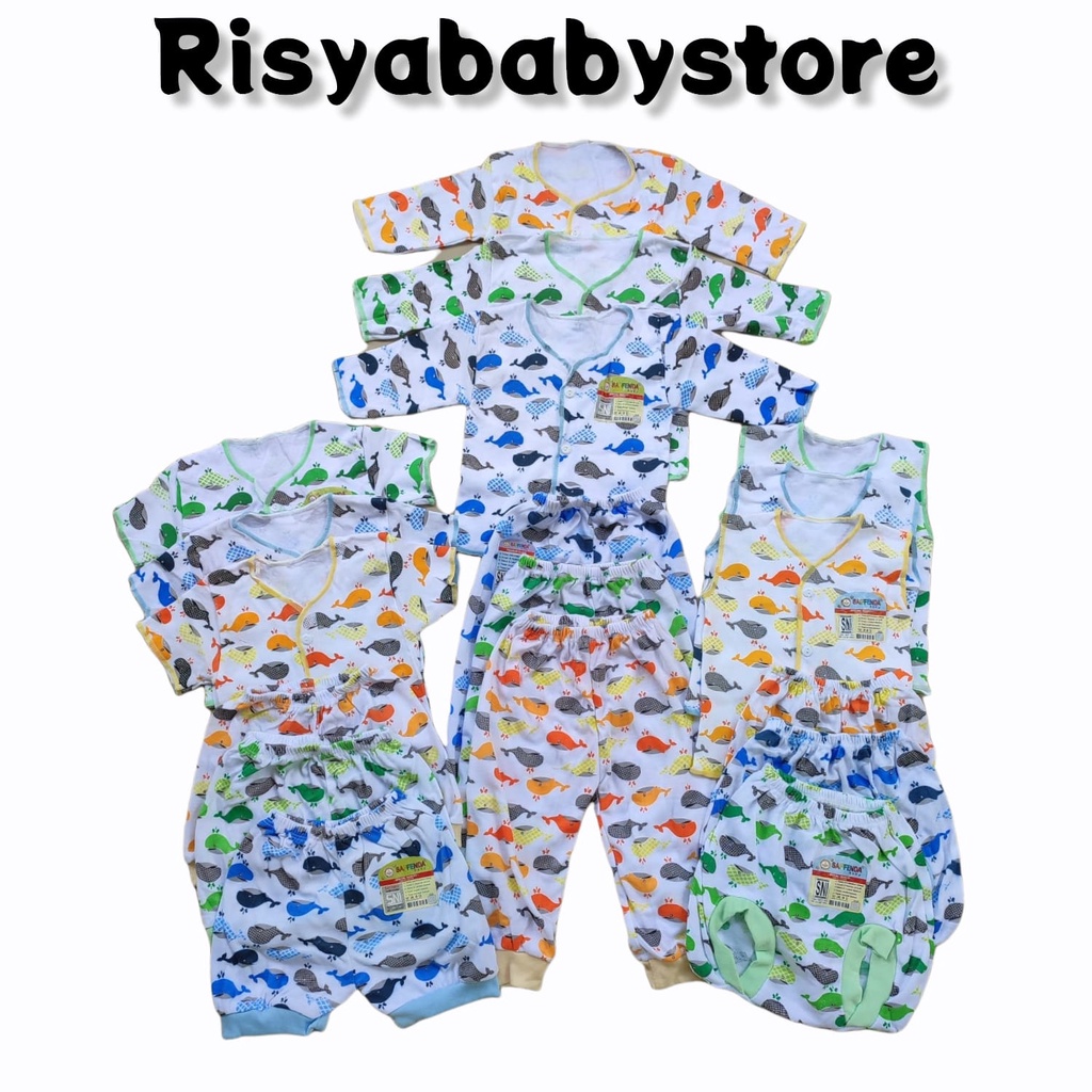 18 pcs / 9 stel Paket Hemat Baju Bayi Motif Saffenda SNI / Perlengkapan Baju Bayi Newborn