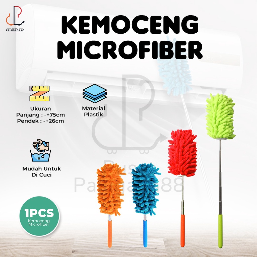 Kemoceng Microfiber Cendol Panjang Pendek Extendable Duster Microfiber Mini Panjangin Kain Lap Cuci Motor Mobil Tarik / Kemucing Sulak / Berkualitas