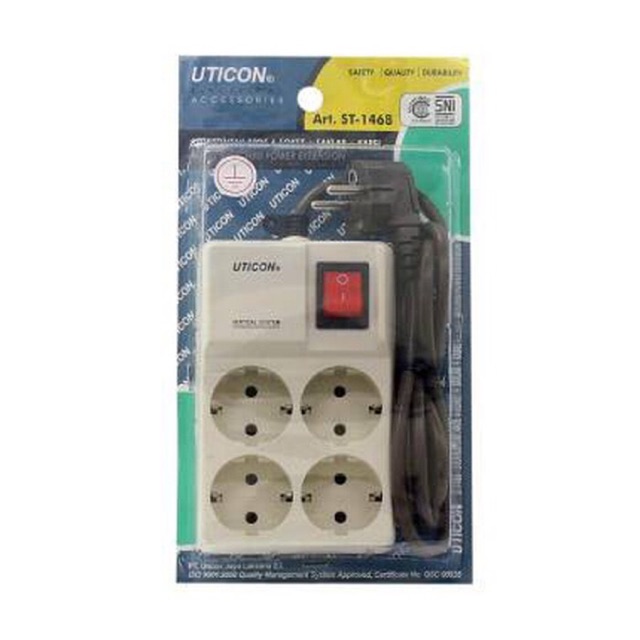 Uticon st 1468 st-1468 stop kontak 4 lubang switch 1,5 m meter