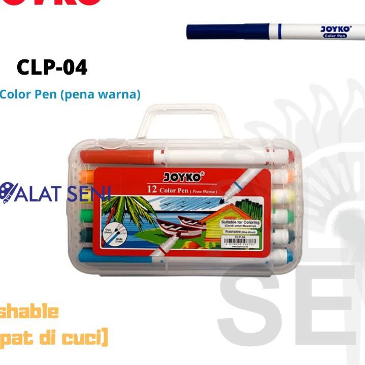 

F4đG Color Pen Joyko 12 warna CLP-04 (Pena Warna) Joyko CLP-04 Set 12 / Joyko Washable dapat di hapu
