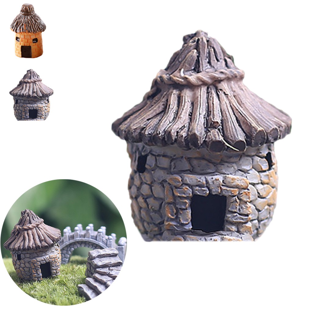 Fairy Cottage Landscape Decor Resin House Garden Ornament ❥huiteni